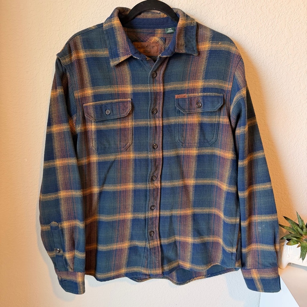 Orvis Men's Blue Plaid Flannel Shirt Jacket Size M